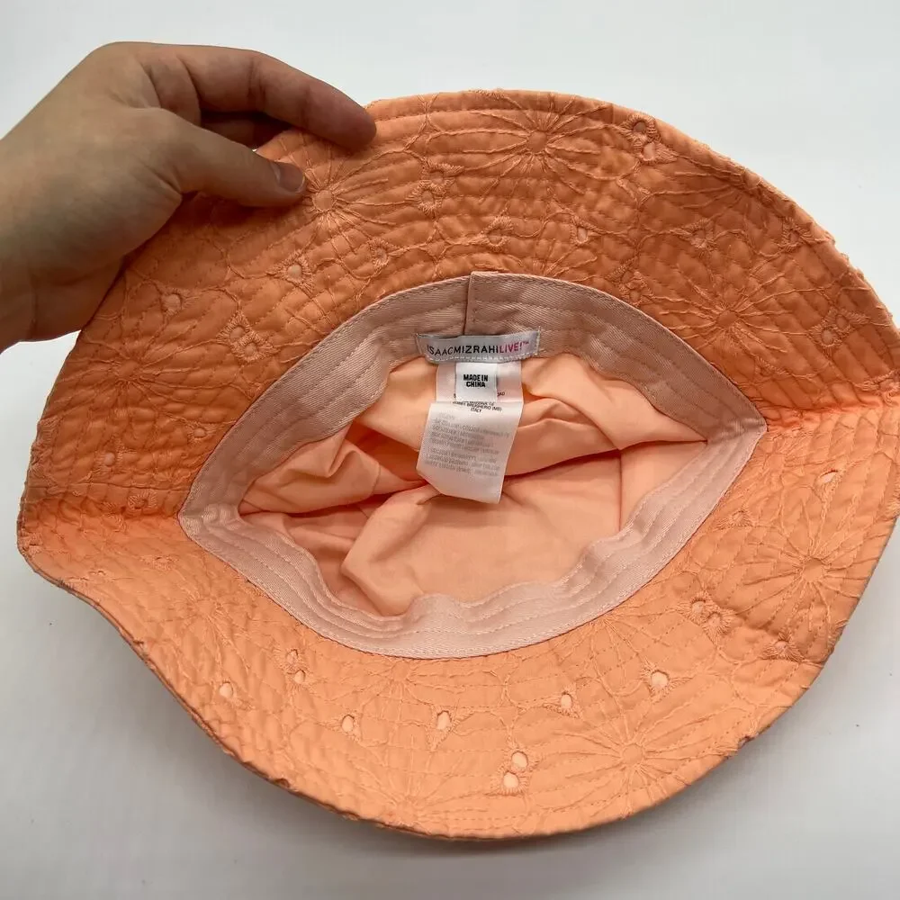 Isaac Mizrahi Live! Eyelet Bucket Hat Peach, One Size